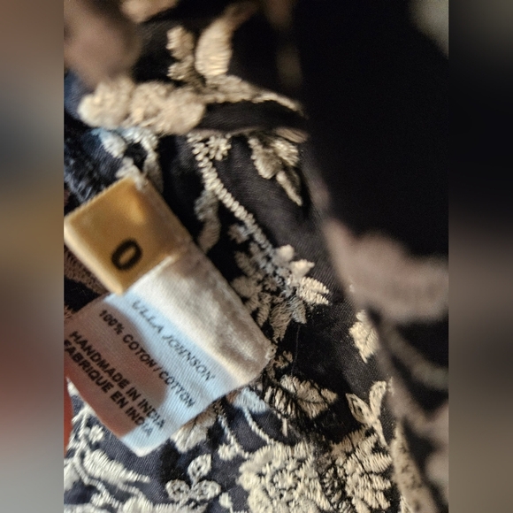 ULLA JOHNSON Sonya Blouse Black Boho Tassel Embroidered Ruffled Poplin Top - Picture 6 of 9